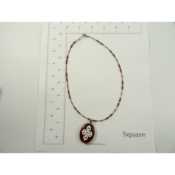 Tibetan Cross Stone Necklace Statement Choker Magnetic Clasp 16in - Picture 10 of 10